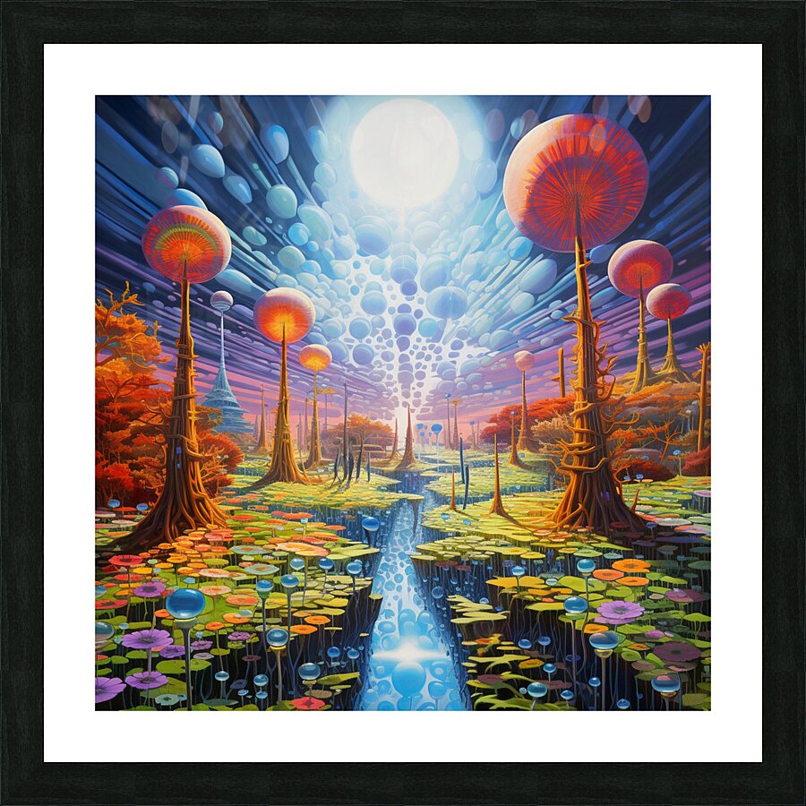 Psychedelic nature and technology Picture Frame print