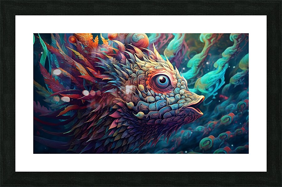 Psychedelic Trippy creature Picture Frame print