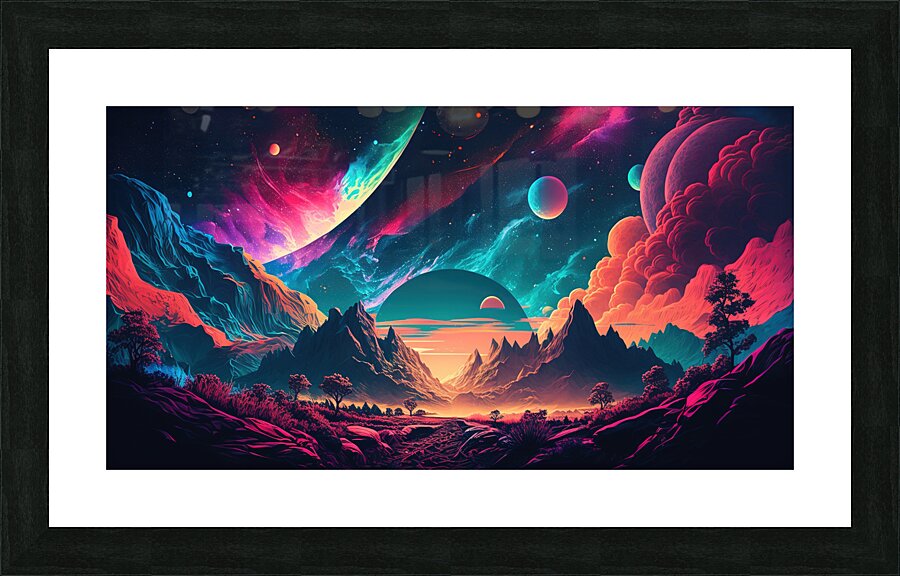 Alien planet landscape background Picture Frame print