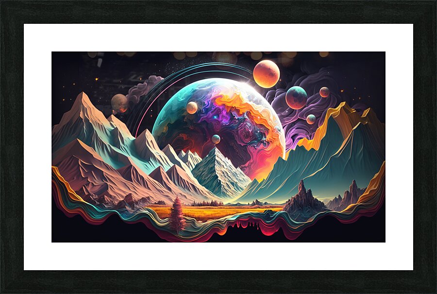 Alien planet illustration Picture Frame print