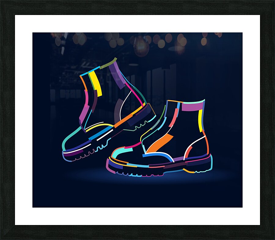 Multicolored Men boots  Picture Frame print