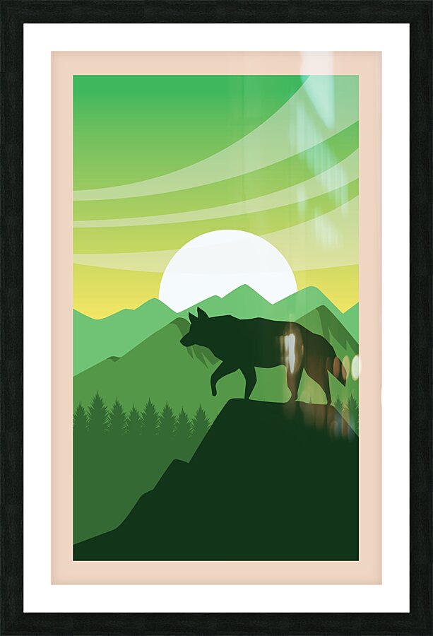 Beautiful wolf scene   Picture Frame print