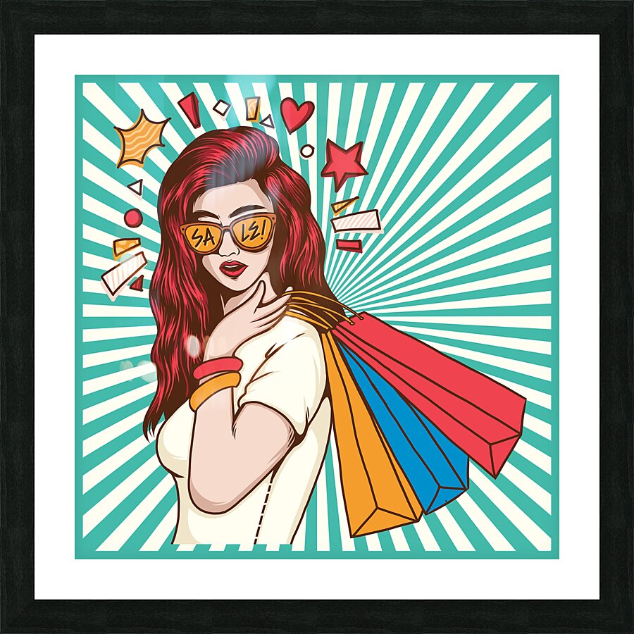  Beautiful Lady with Shopping Bag  Picture Frame print