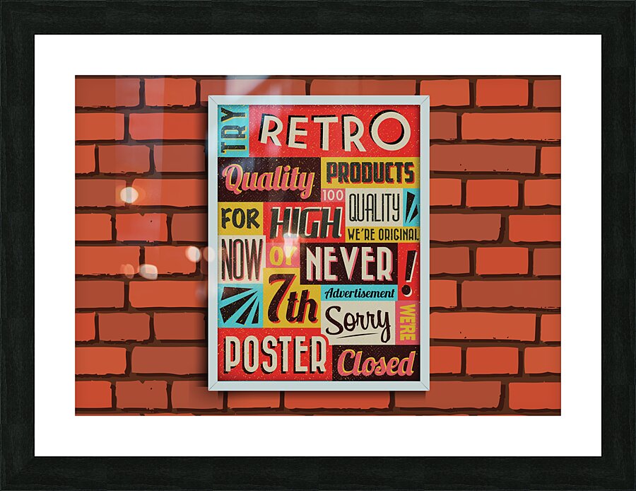 Retro brick wall poster Picture Frame print