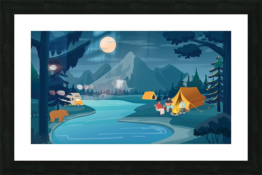 Mountain night camping Picture Frame print