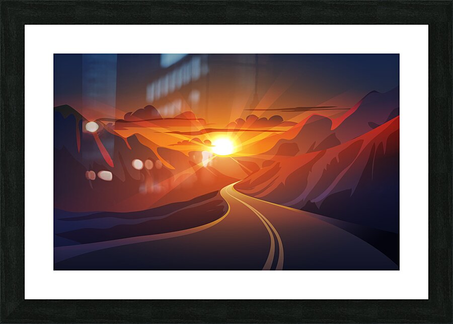 Sunset in mountains Picture Frame print