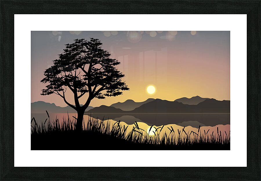 Sunset over mountains Picture Frame print