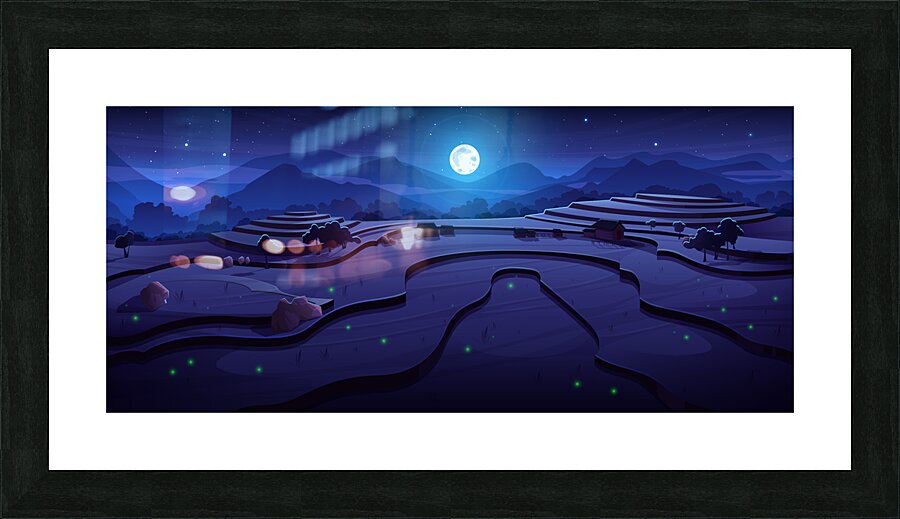 Night rice field Picture Frame print