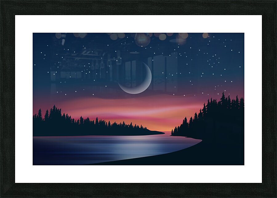 Dramatic night scene landscape Picture Frame print
