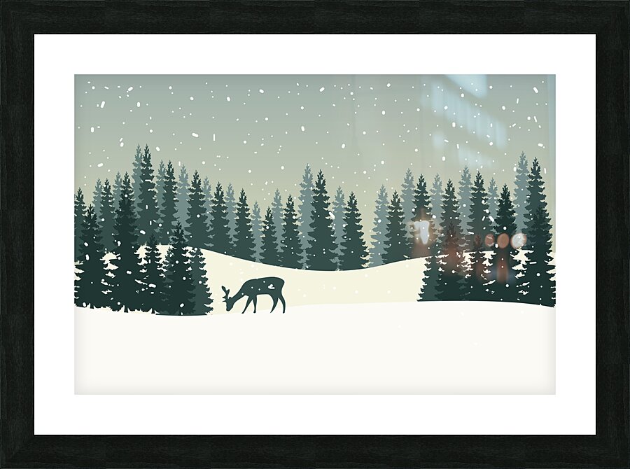 Christmas winter landscape Picture Frame print
