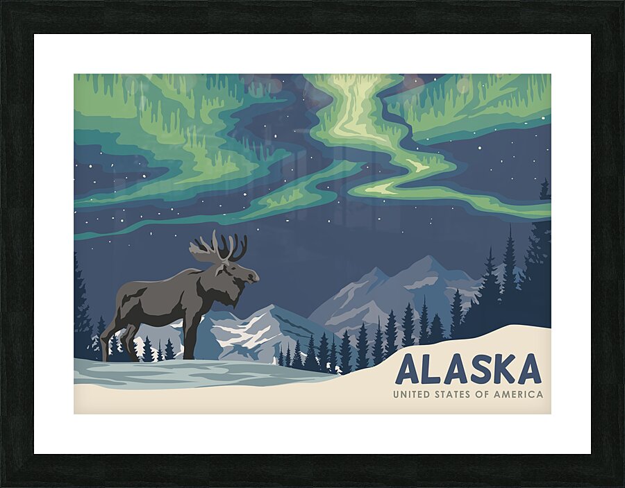 Alaska with Moose    Picture Frame print