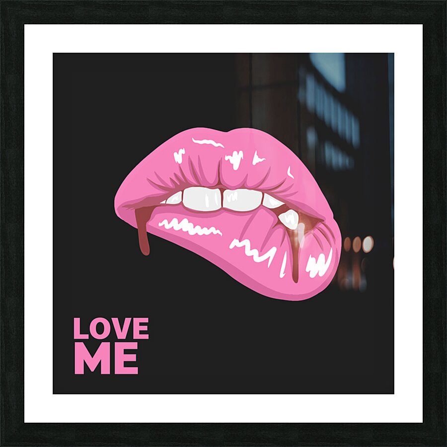 Bite pink lips Picture Frame print