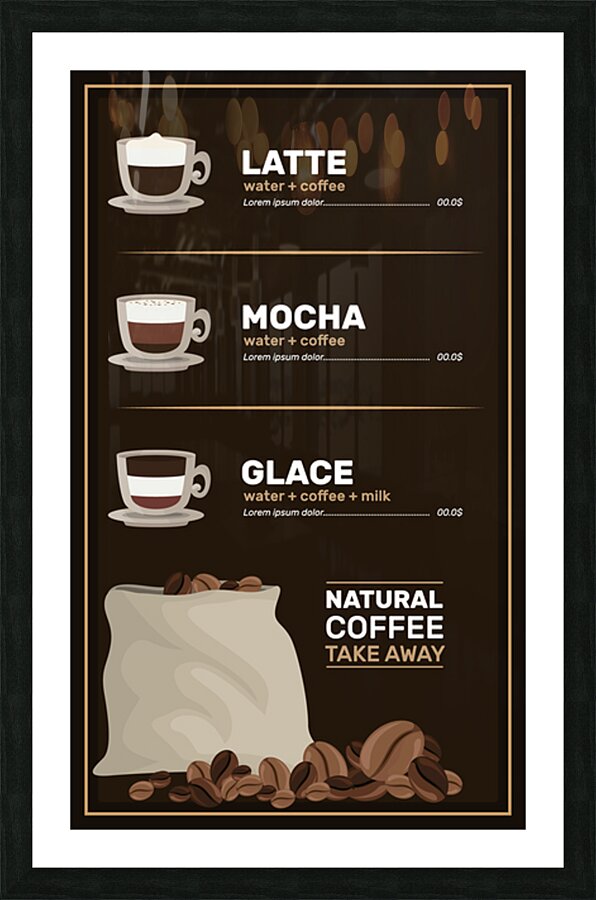 Coffee menu. b Impression et Cadre photo