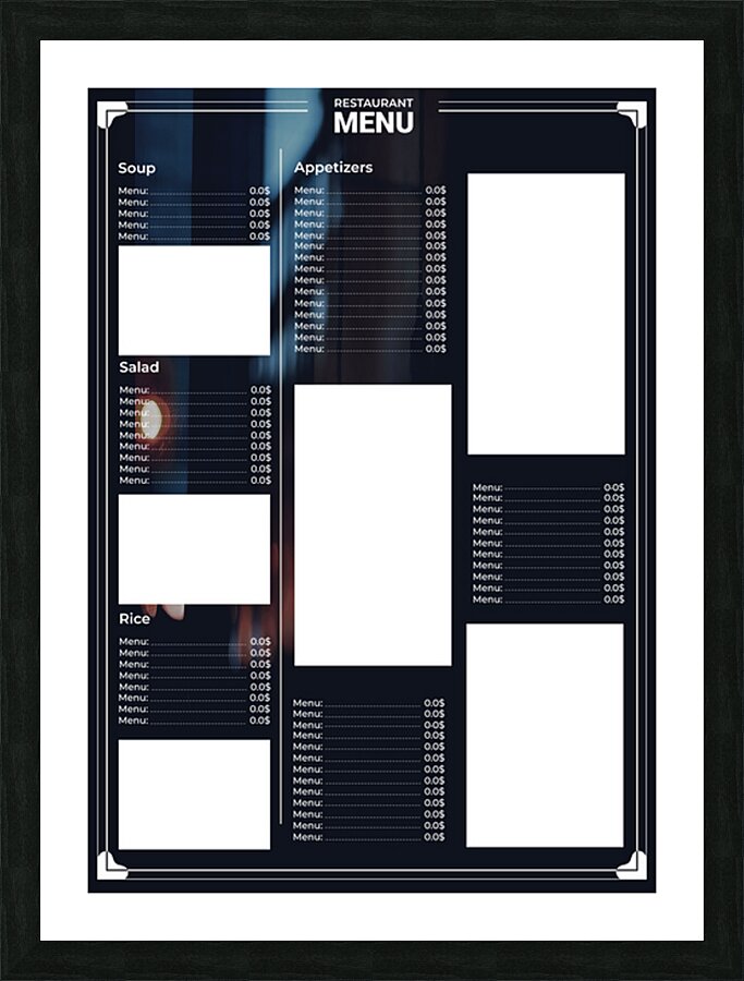 Restaurant Menu. b Picture Frame print