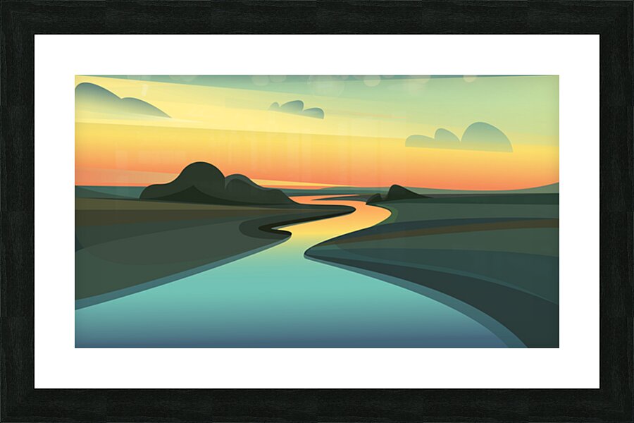  Beautiful River landscape b Picture Frame print