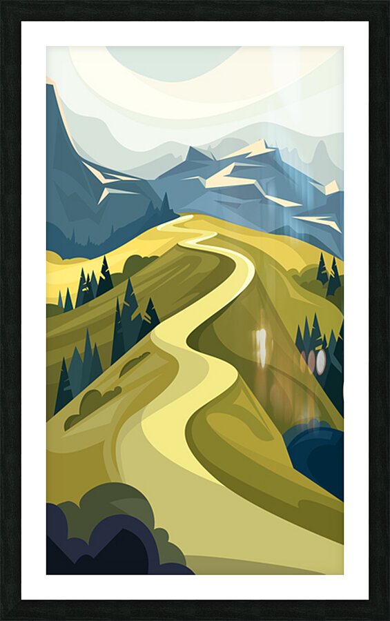 Landscapes with mountain roads a Picture Frame print
