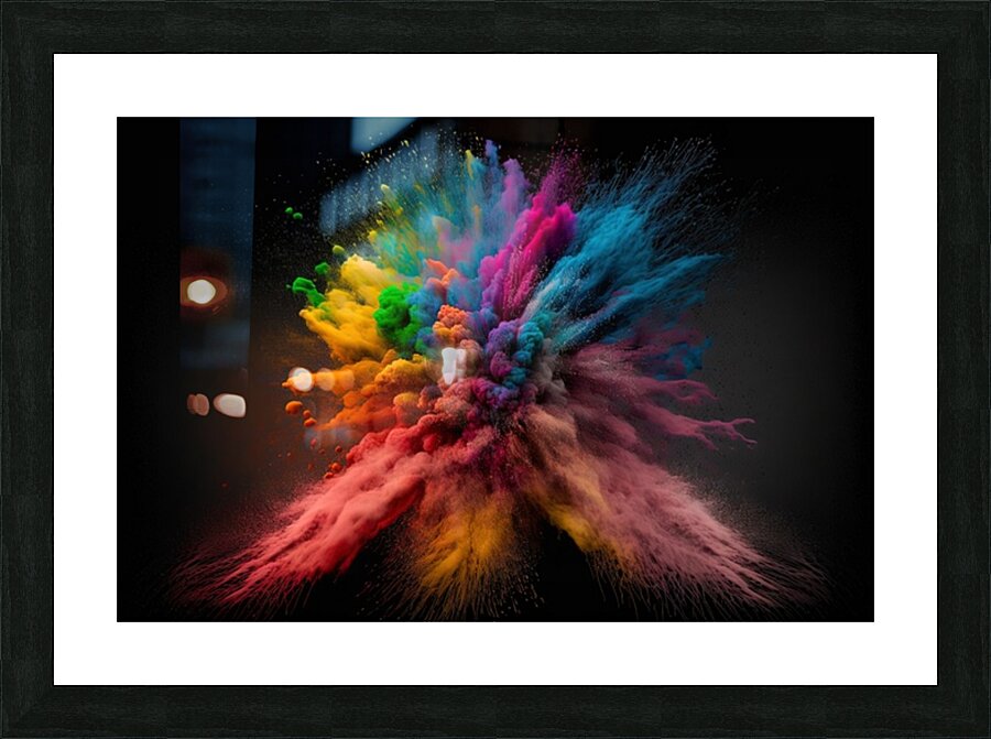 Abstract multicolored powder explosion Picture Frame print