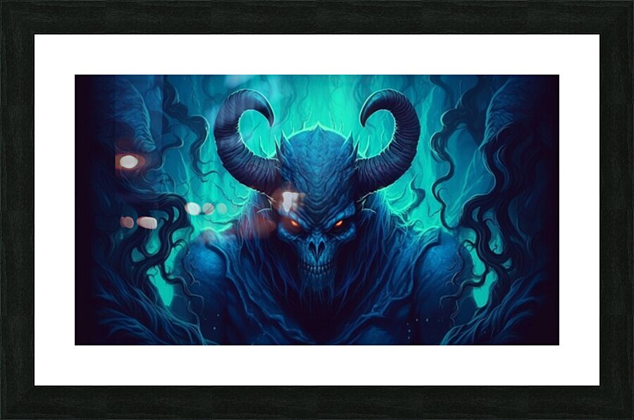 Scary blue demon Picture Frame print