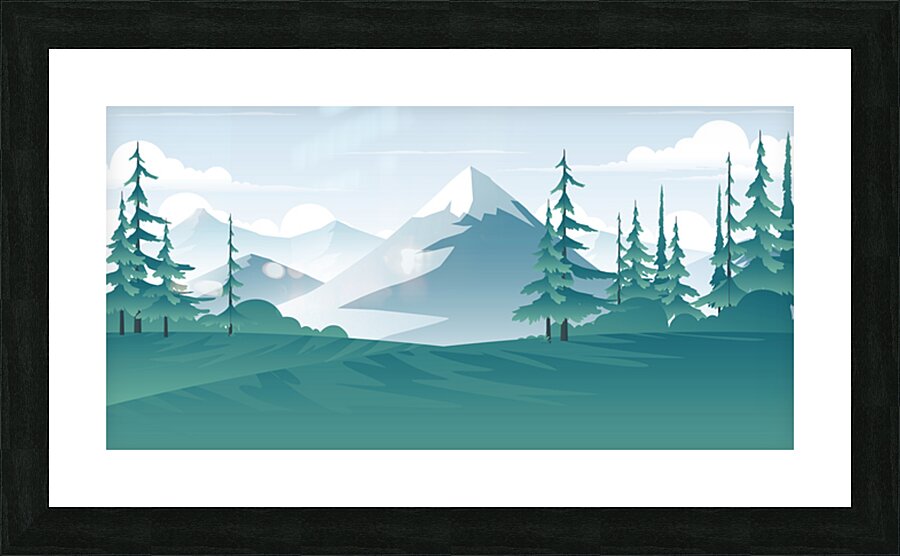 Mountain and forest scenery   Picture Frame print