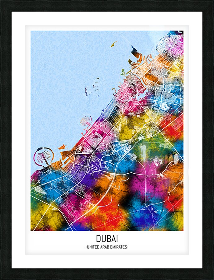 Dubai UAE City Map Picture Frame print