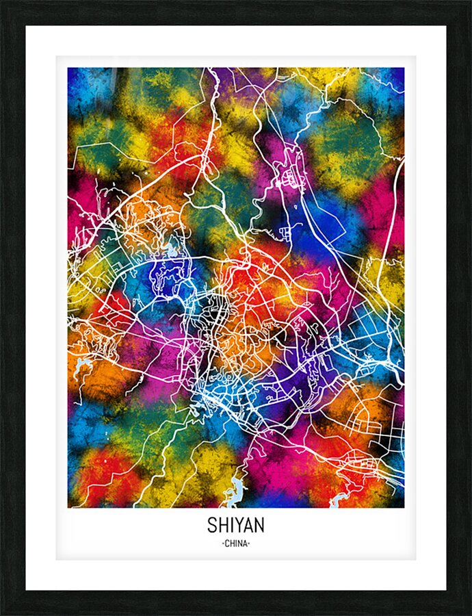 Shiyan China City Map Picture Frame print