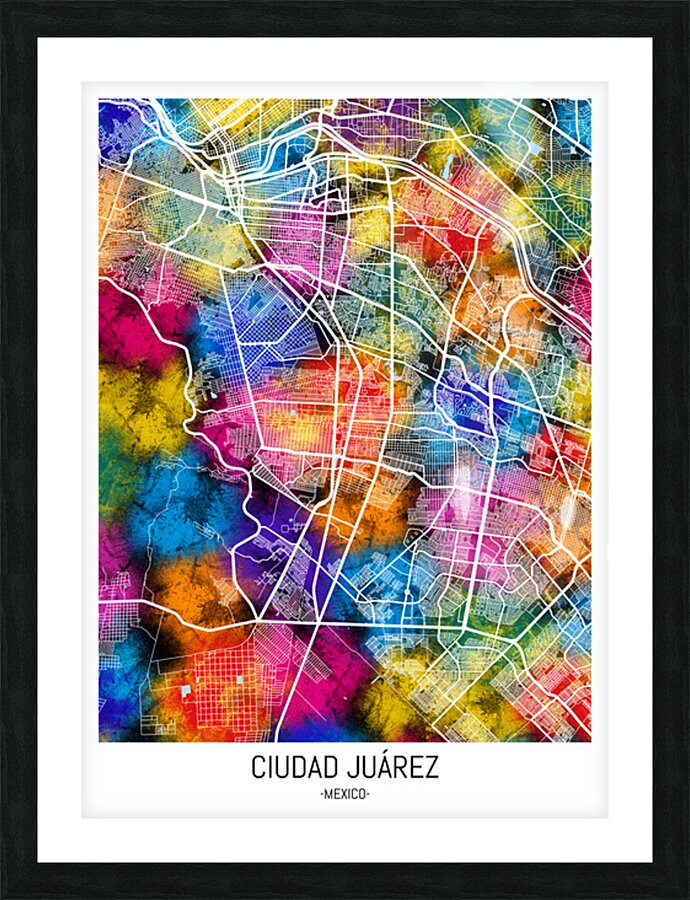 Ciudad Juarez Mexico Map Picture Frame print