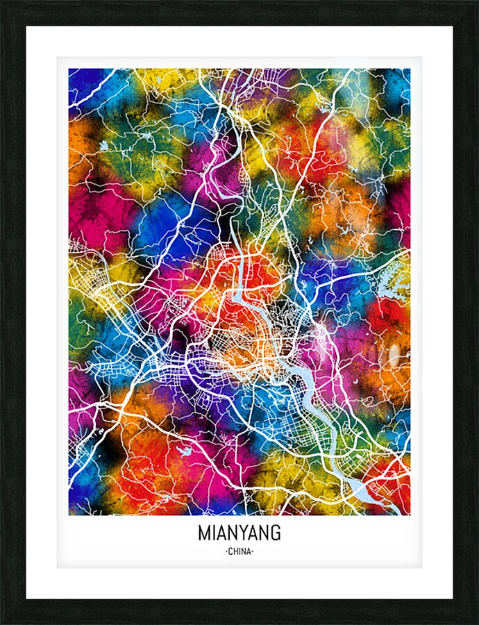 Mianyang China Map Picture Frame print