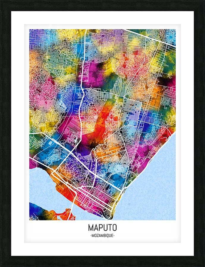 Maputo Mozambique City Map Picture Frame print