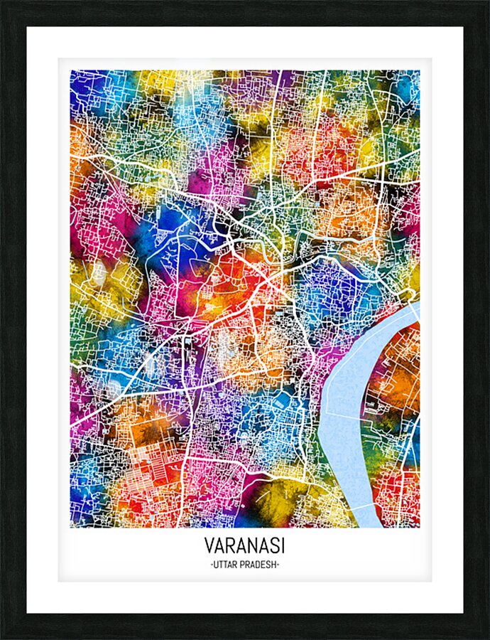 Varanasi Uttar Pradesh City Map Picture Frame print