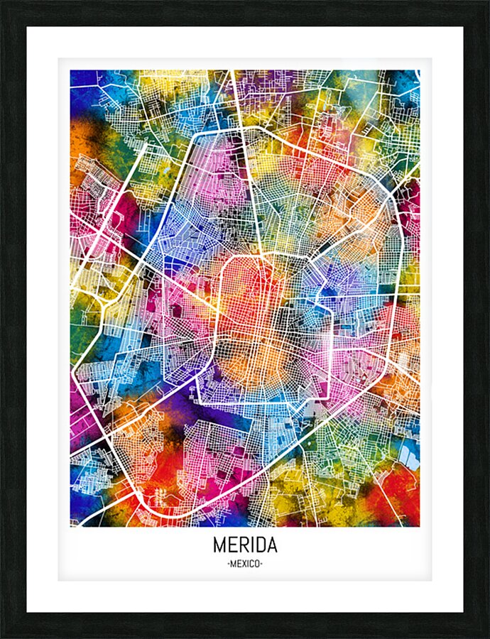 Merida Mexico City Map Picture Frame print