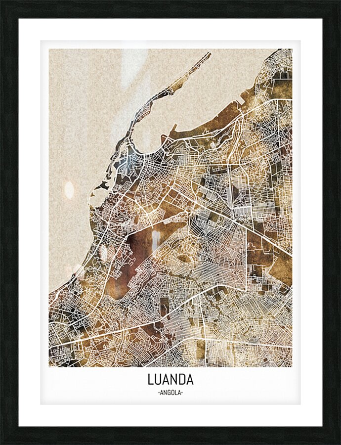 Luanda Angola City Road Map Picture Frame print