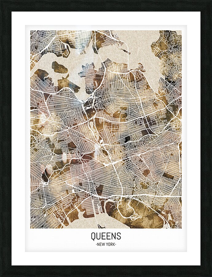 Queens New York Map Picture Frame print