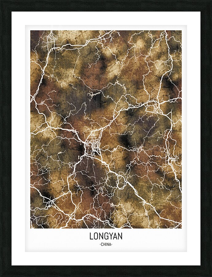 Longyan China City Road Map Picture Frame print