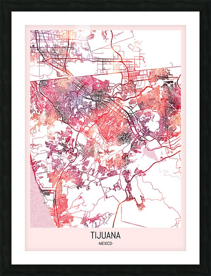 Tijuana City Downtown Street Map Picture Frame print