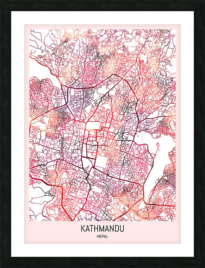 Kathmandu Nepal Map Picture Frame print