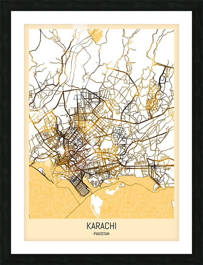 Karachi City Map Picture Frame print