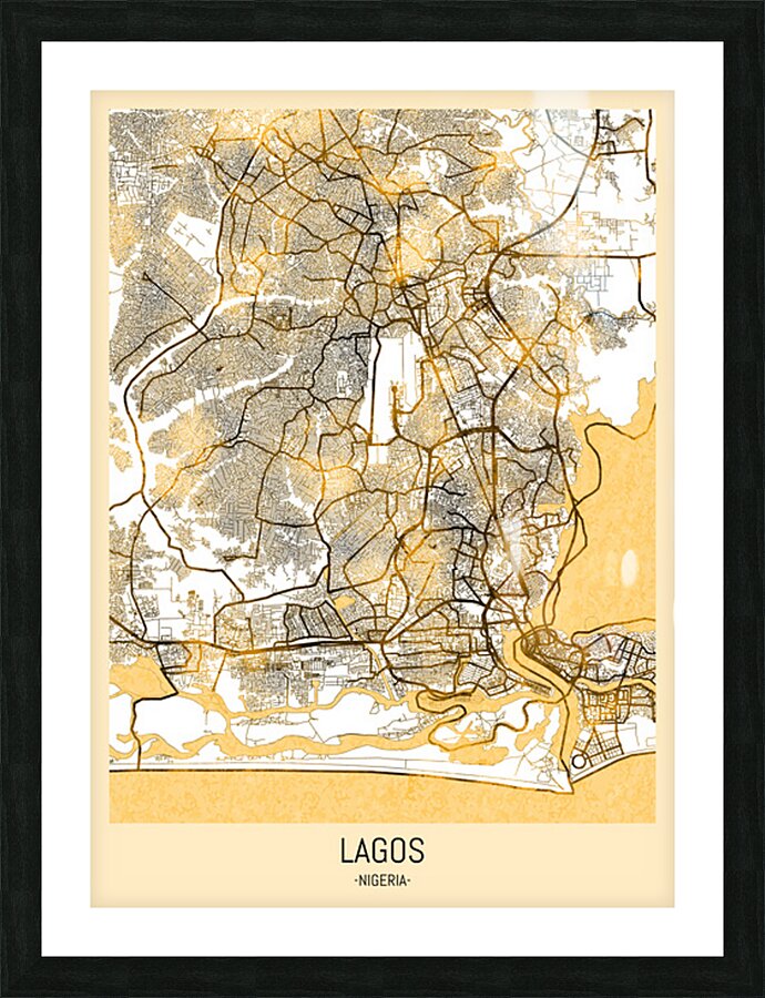Lagos City Map Picture Frame print