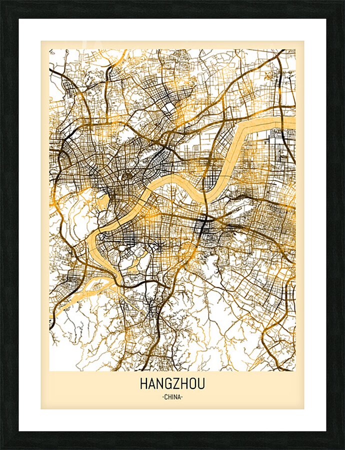Hangzhou City Map Picture Frame print