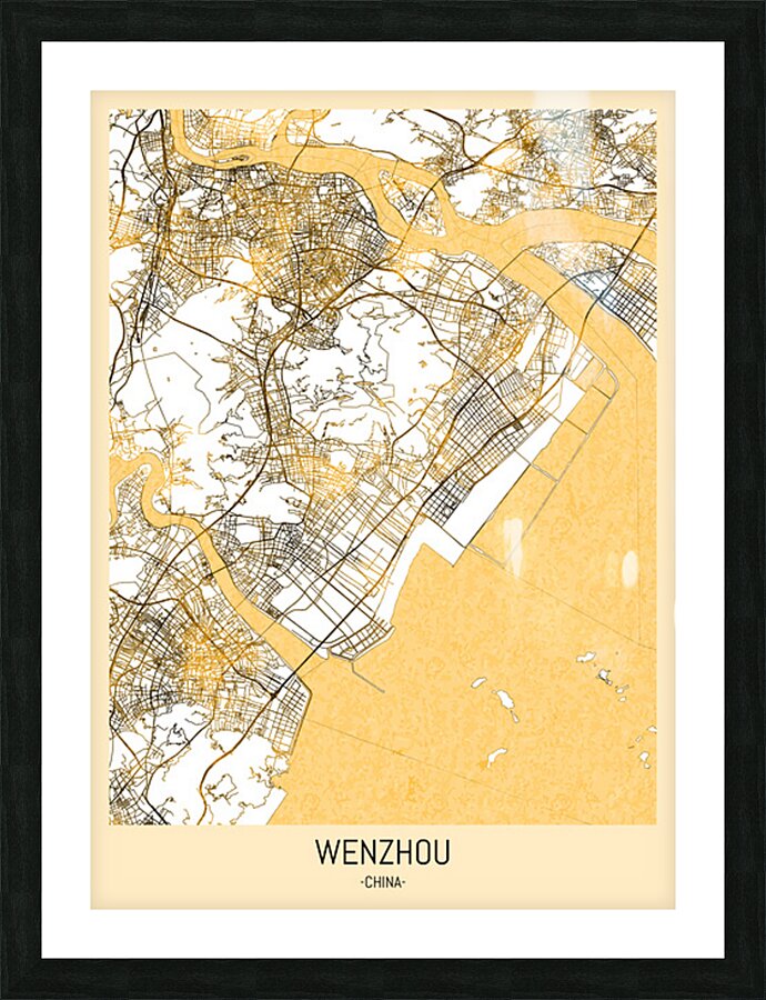 Wenzhou City Map Picture Frame print
