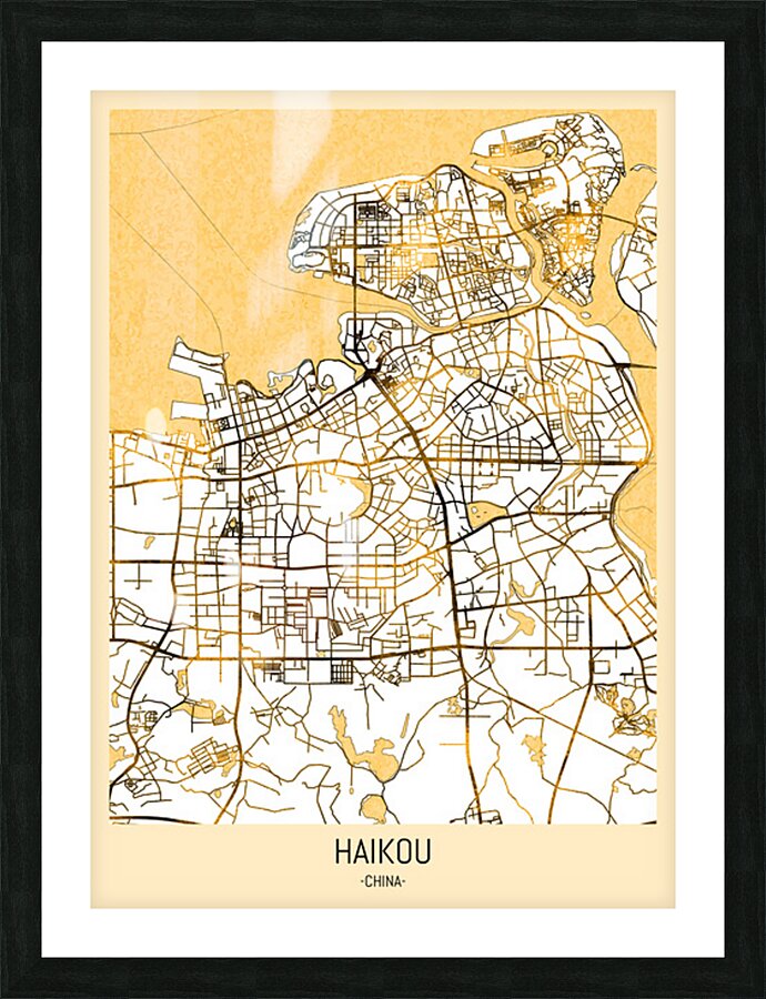 Haikou City Map Picture Frame print