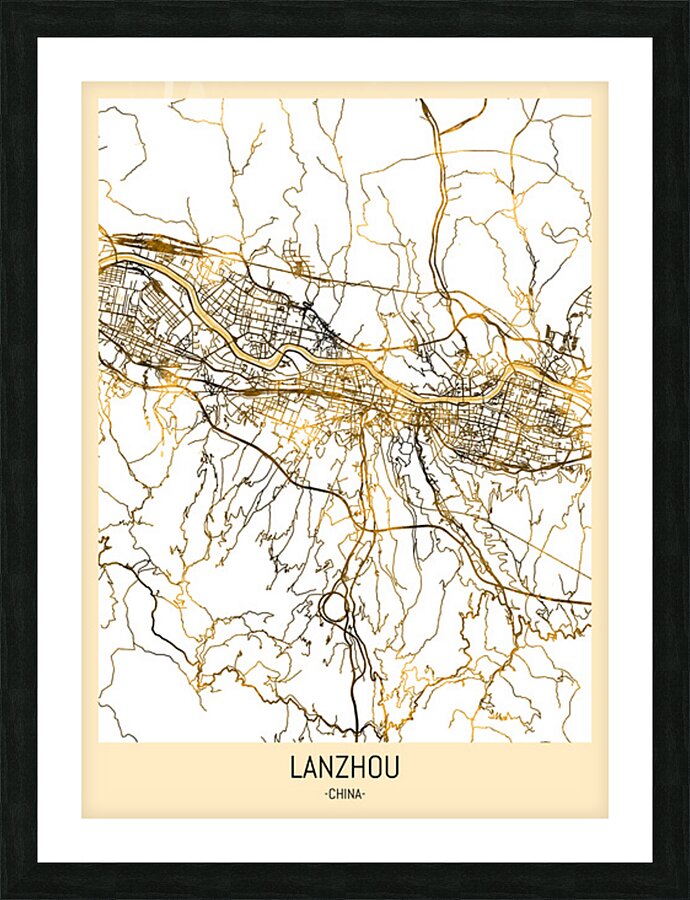Lanzhou City Map Picture Frame print