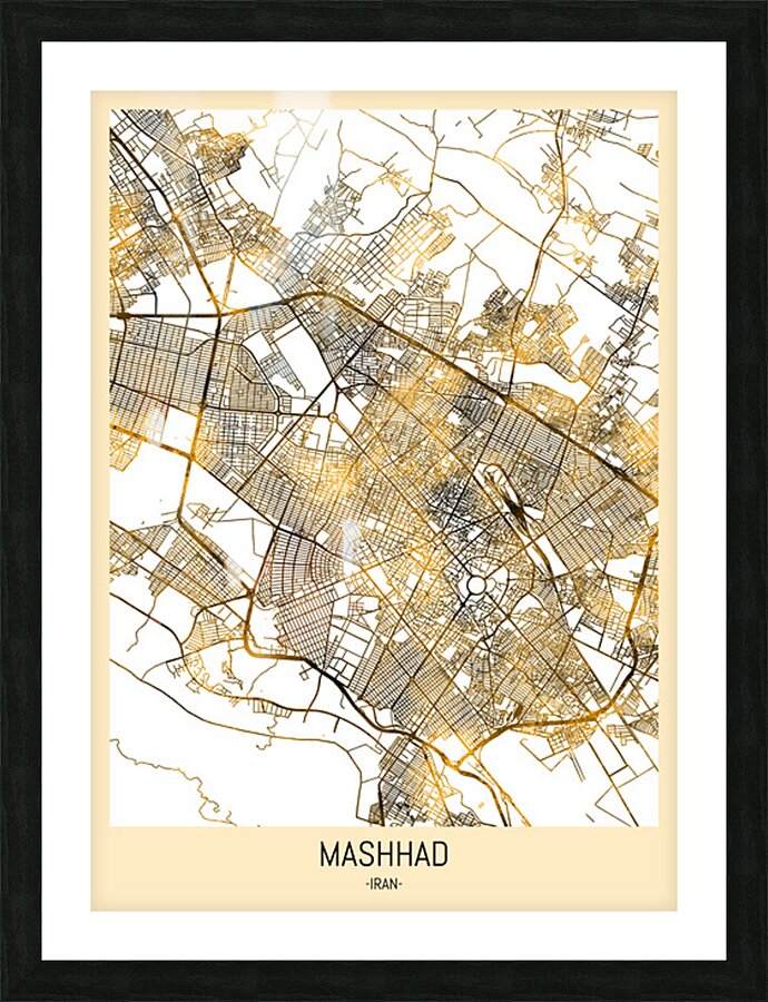 Mashhad City Map Picture Frame print