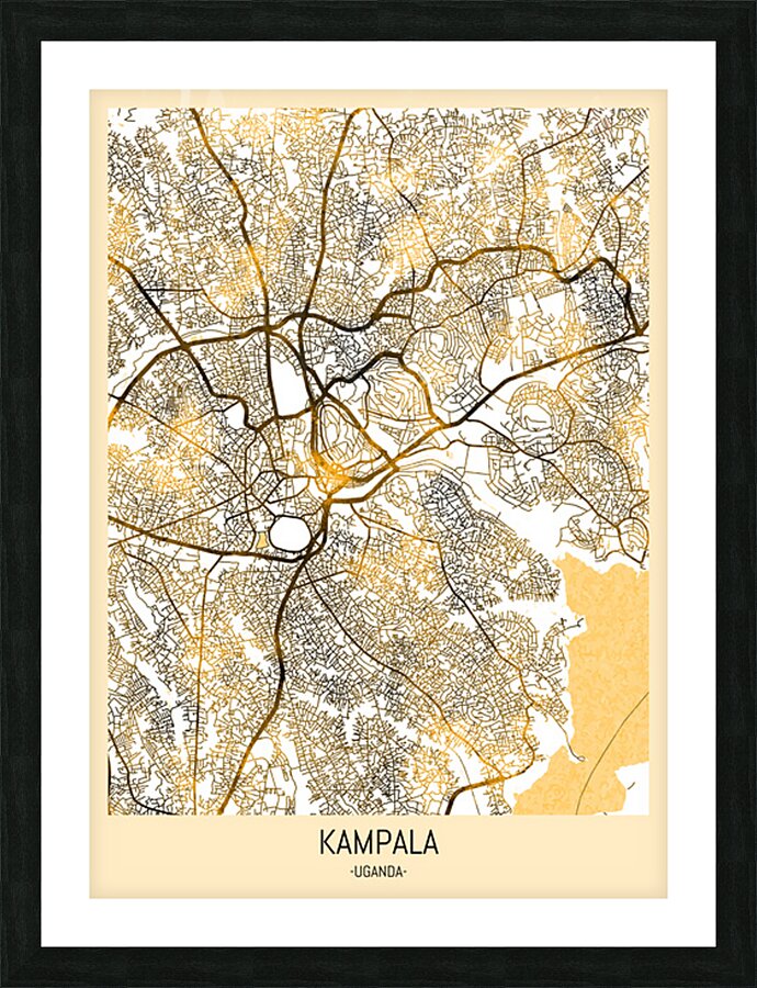 Kampala Uganda City Map Picture Frame print