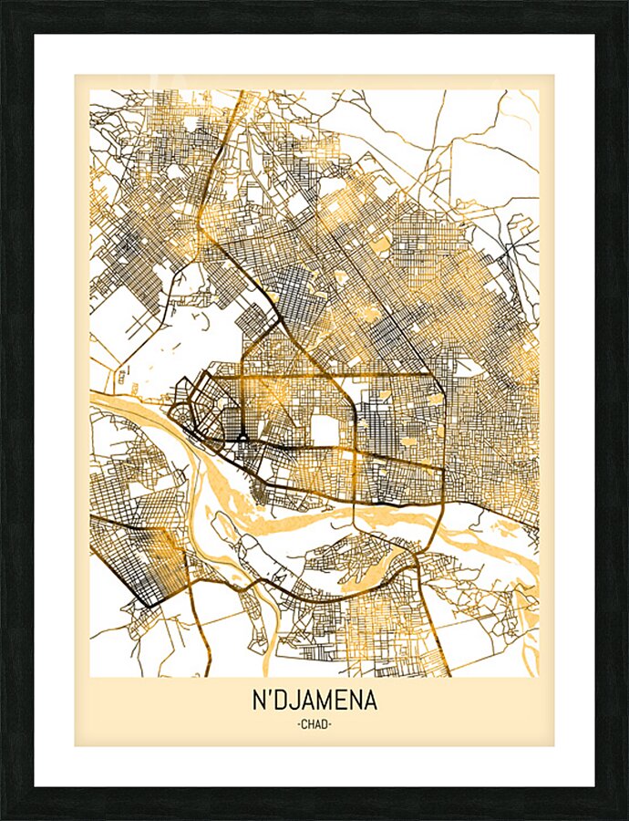 NDjamena Chad City Map Picture Frame print