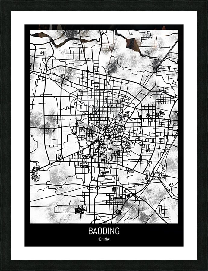 Baoding China City Street Map Picture Frame print