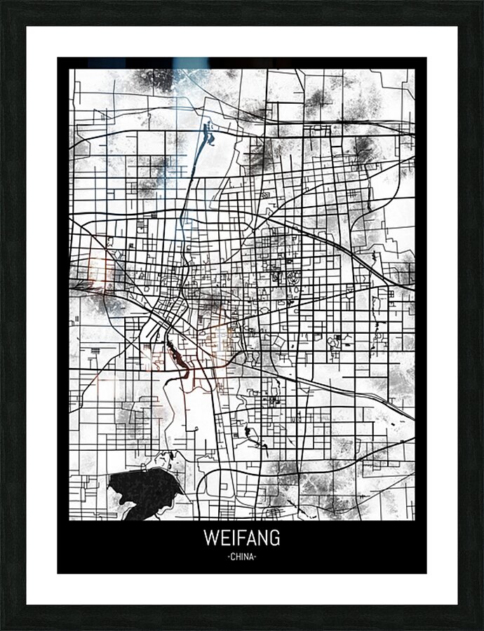 Weifang China City Street Map Picture Frame print