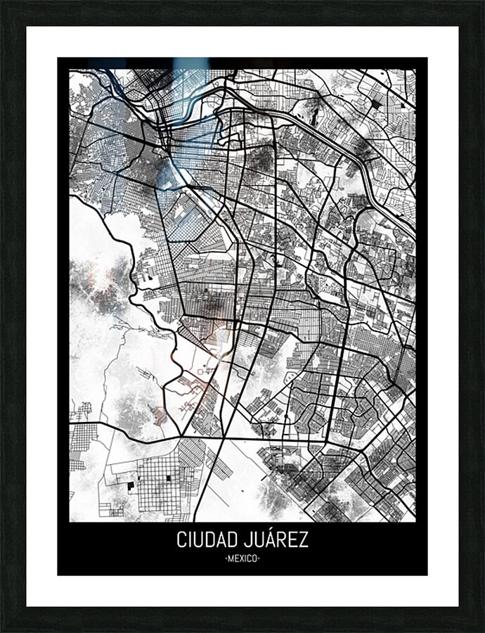 Ciudad Juarez Mexico Map Picture Frame print
