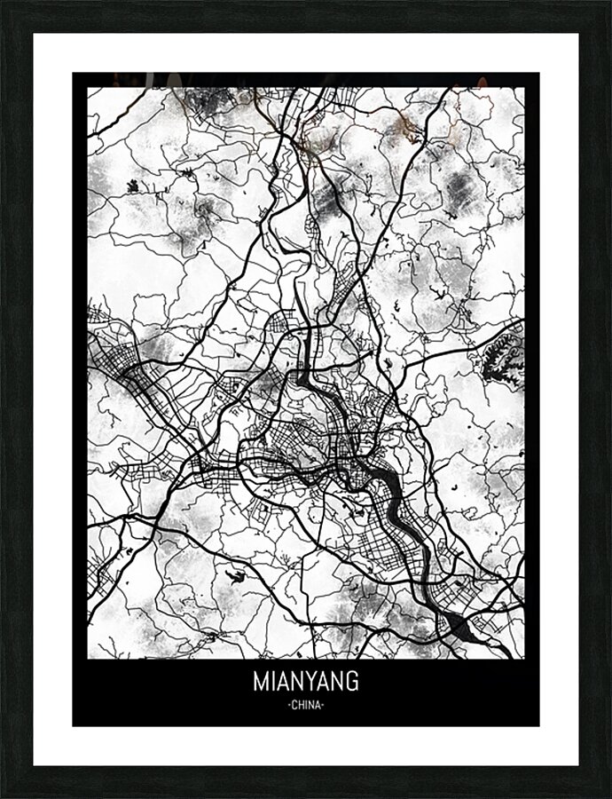 Mianyang China Map Picture Frame print