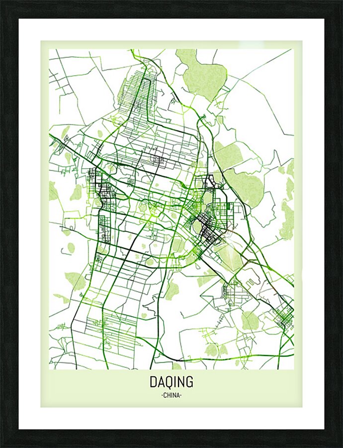 Daqing China City Map Picture Frame print
