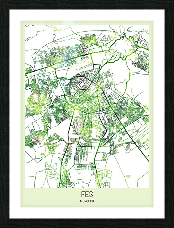 Fes Morocco City Map Picture Frame print